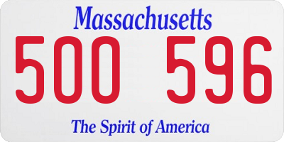 MA license plate 5OO596