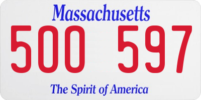 MA license plate 5OO597