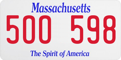 MA license plate 5OO598