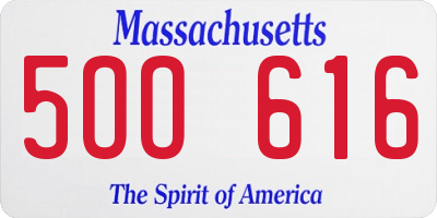 MA license plate 5OO616