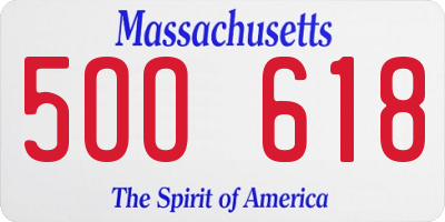 MA license plate 5OO618