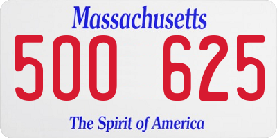 MA license plate 5OO625