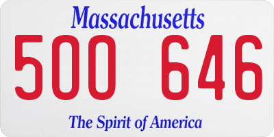 MA license plate 5OO646