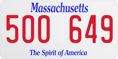 MA license plate 5OO649