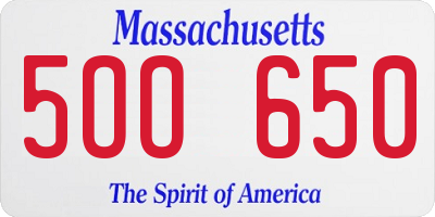 MA license plate 5OO650
