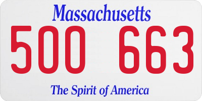 MA license plate 5OO663