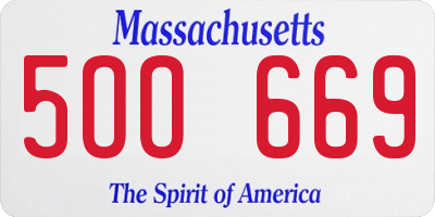 MA license plate 5OO669