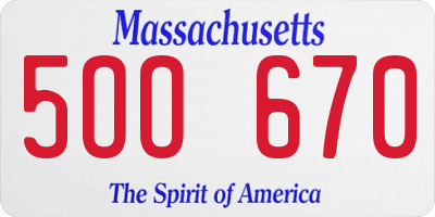 MA license plate 5OO670