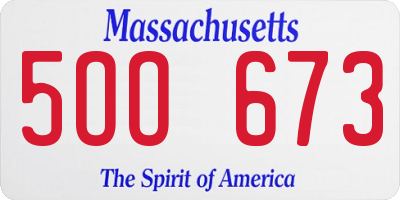 MA license plate 5OO673
