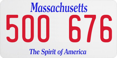 MA license plate 5OO676