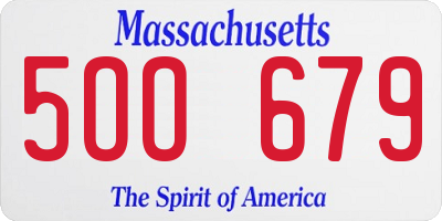 MA license plate 5OO679