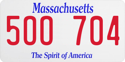 MA license plate 5OO704