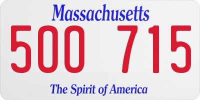 MA license plate 5OO715