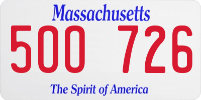 MA license plate 5OO726