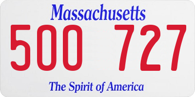 MA license plate 5OO727