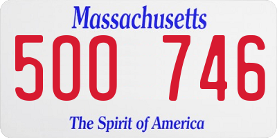 MA license plate 5OO746