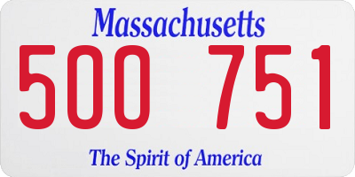 MA license plate 5OO751