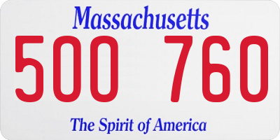 MA license plate 5OO760