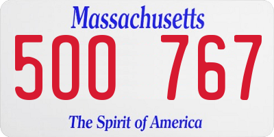 MA license plate 5OO767