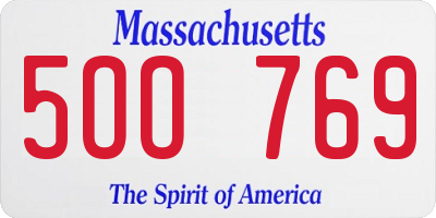 MA license plate 5OO769