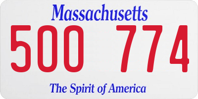 MA license plate 5OO774