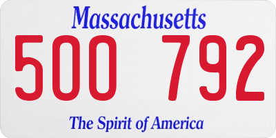 MA license plate 5OO792