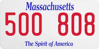 MA license plate 5OO808