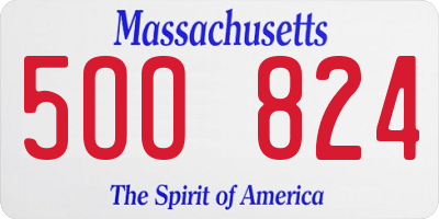 MA license plate 5OO824