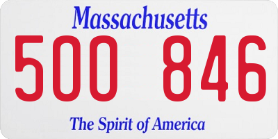 MA license plate 5OO846