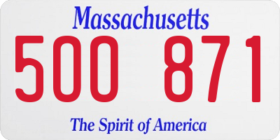 MA license plate 5OO871