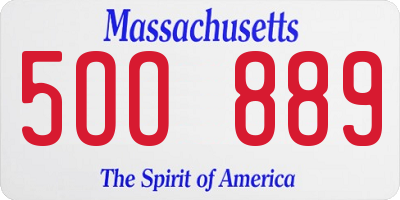MA license plate 5OO889