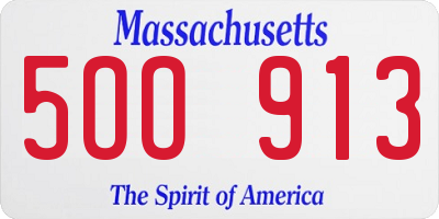 MA license plate 5OO913