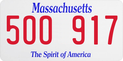 MA license plate 5OO917