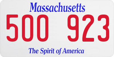 MA license plate 5OO923
