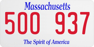 MA license plate 5OO937