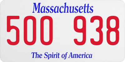 MA license plate 5OO938