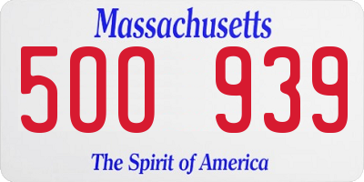 MA license plate 5OO939