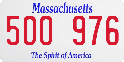 MA license plate 5OO976