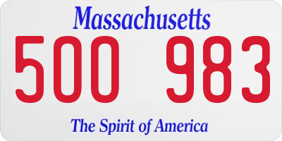 MA license plate 5OO983