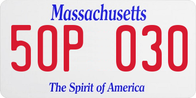 MA license plate 5OP030