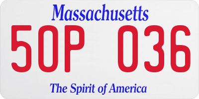 MA license plate 5OP036