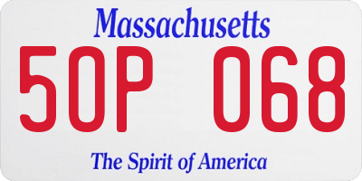 MA license plate 5OP068