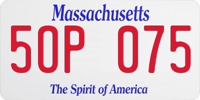 MA license plate 5OP075