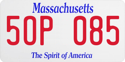 MA license plate 5OP085