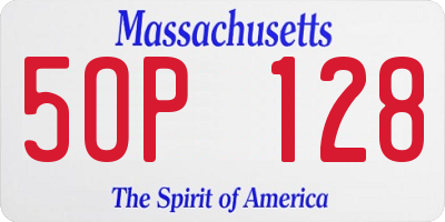 MA license plate 5OP128