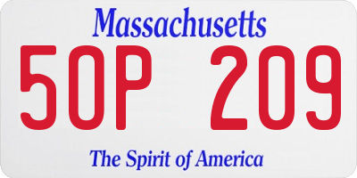 MA license plate 5OP209