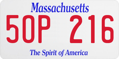 MA license plate 5OP216