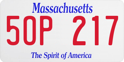 MA license plate 5OP217