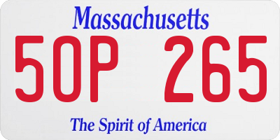 MA license plate 5OP265