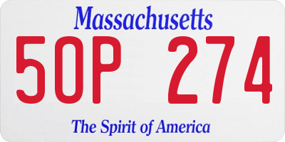 MA license plate 5OP274